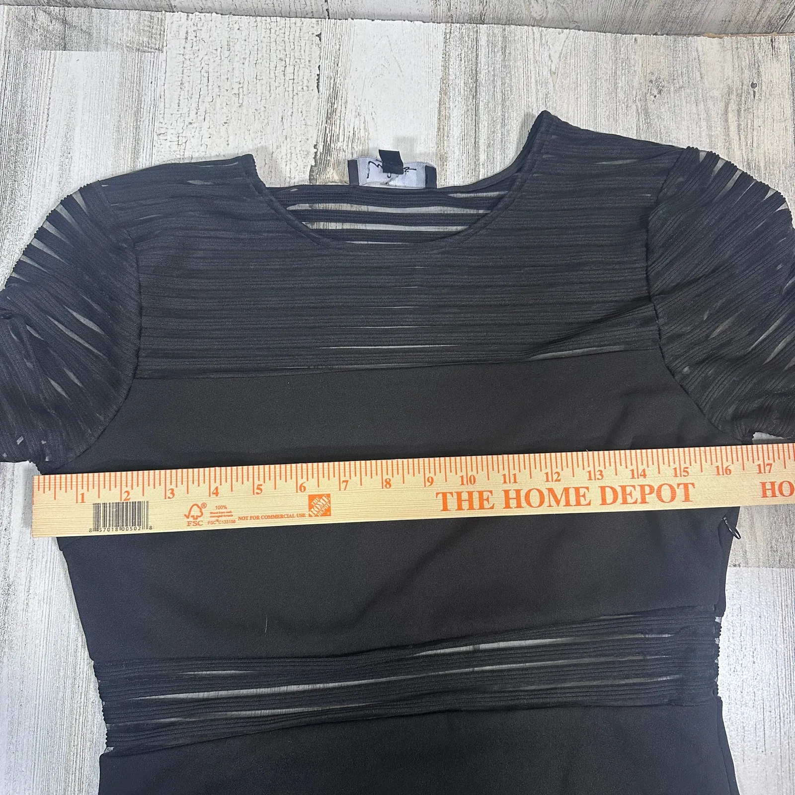 Lulu’s Black Bandage Bodycon Dress – Mesh Stripe Panel See - Image 9