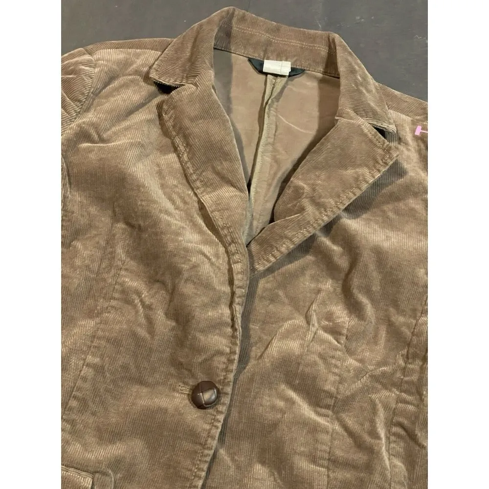 J Crew Sz 6 Brown Corduroy Blazer  Preppy Classic 1 Button‎ Pockets S-308 - Image 2
