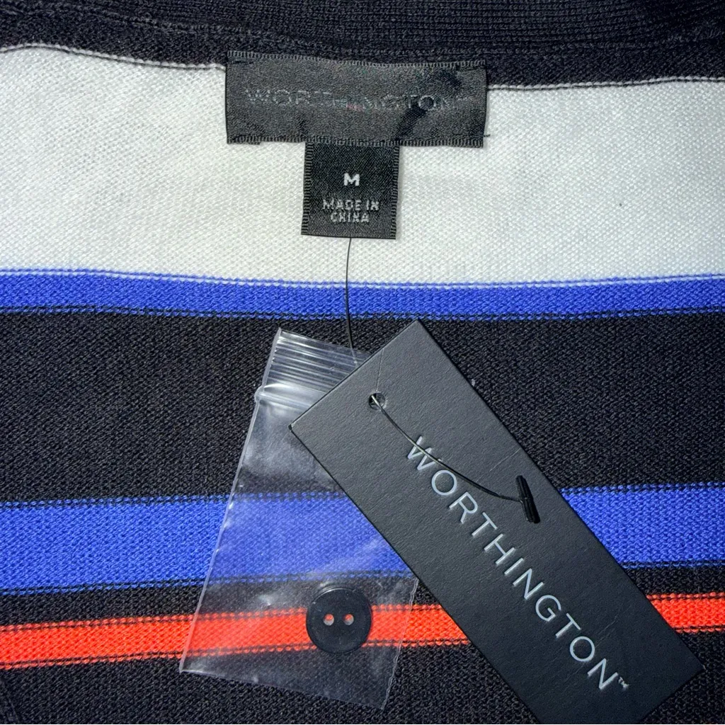 Worthington Multicolor Striped Women's Cardigan long sleeve v-neck button up M - Image 5