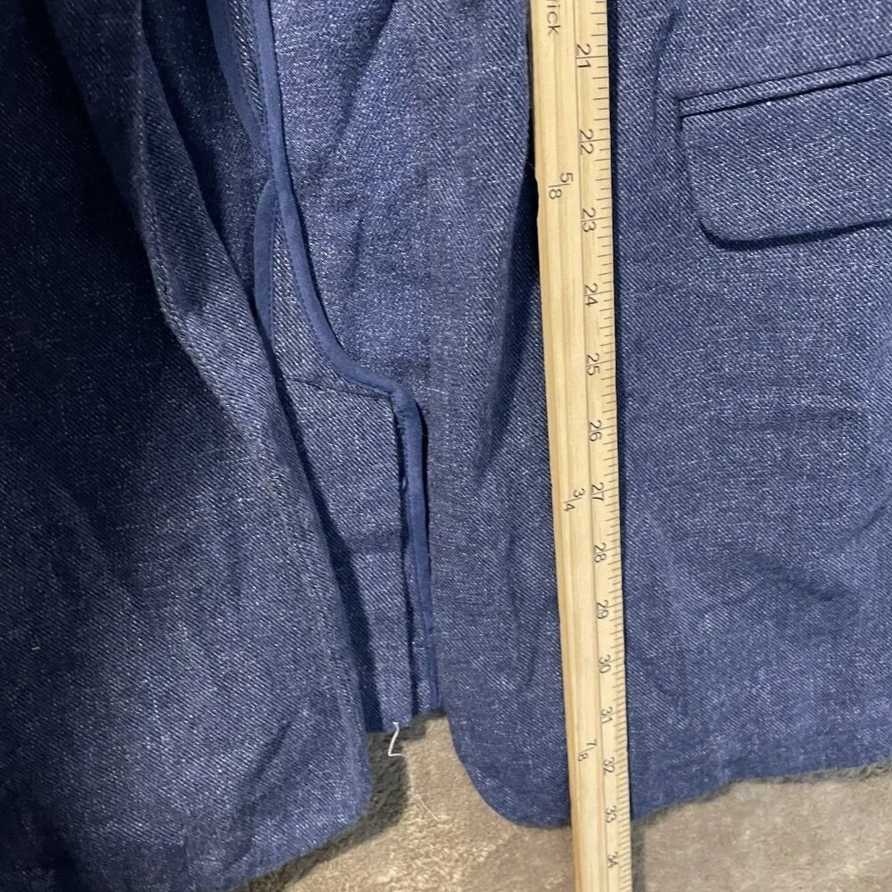 J. Jill Blazer Womens Medium Blue Slat Open Front Tab Sleeve Jacket Oversized - Image 6
