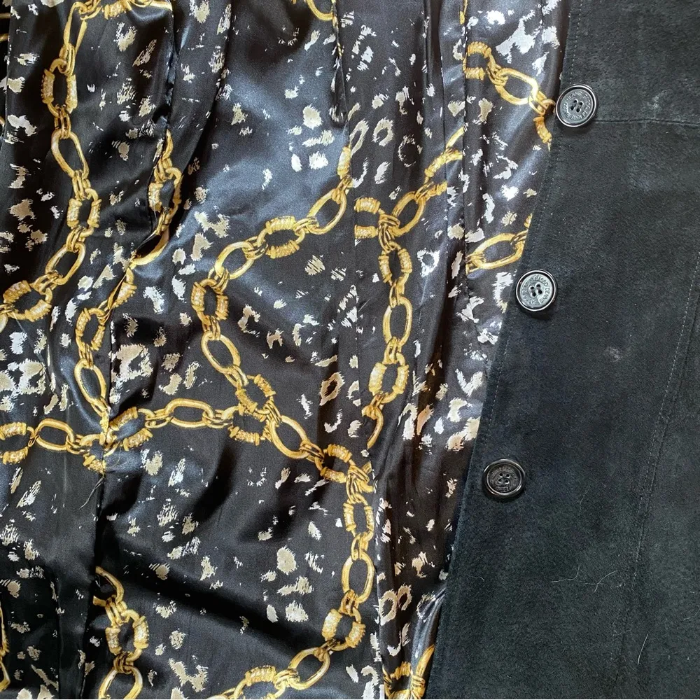 Vintage 1990s Dennis Basso Black Belted Genuine Leather (Suede) Jacket - Image 11