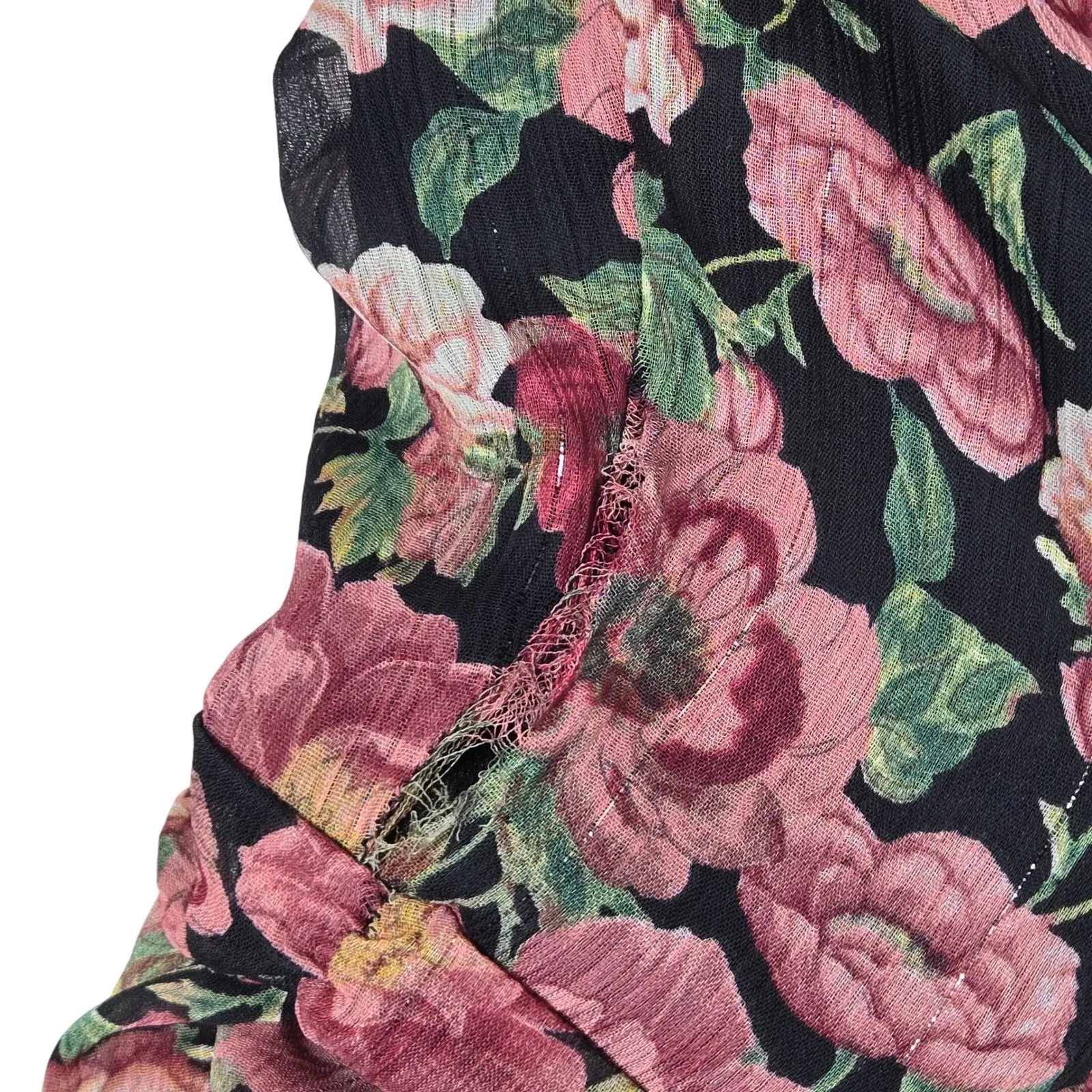 MNG Mango Women's Floral Long‎ Sleeve Mini Dress Ruched Bodycon V Neck - Image 9