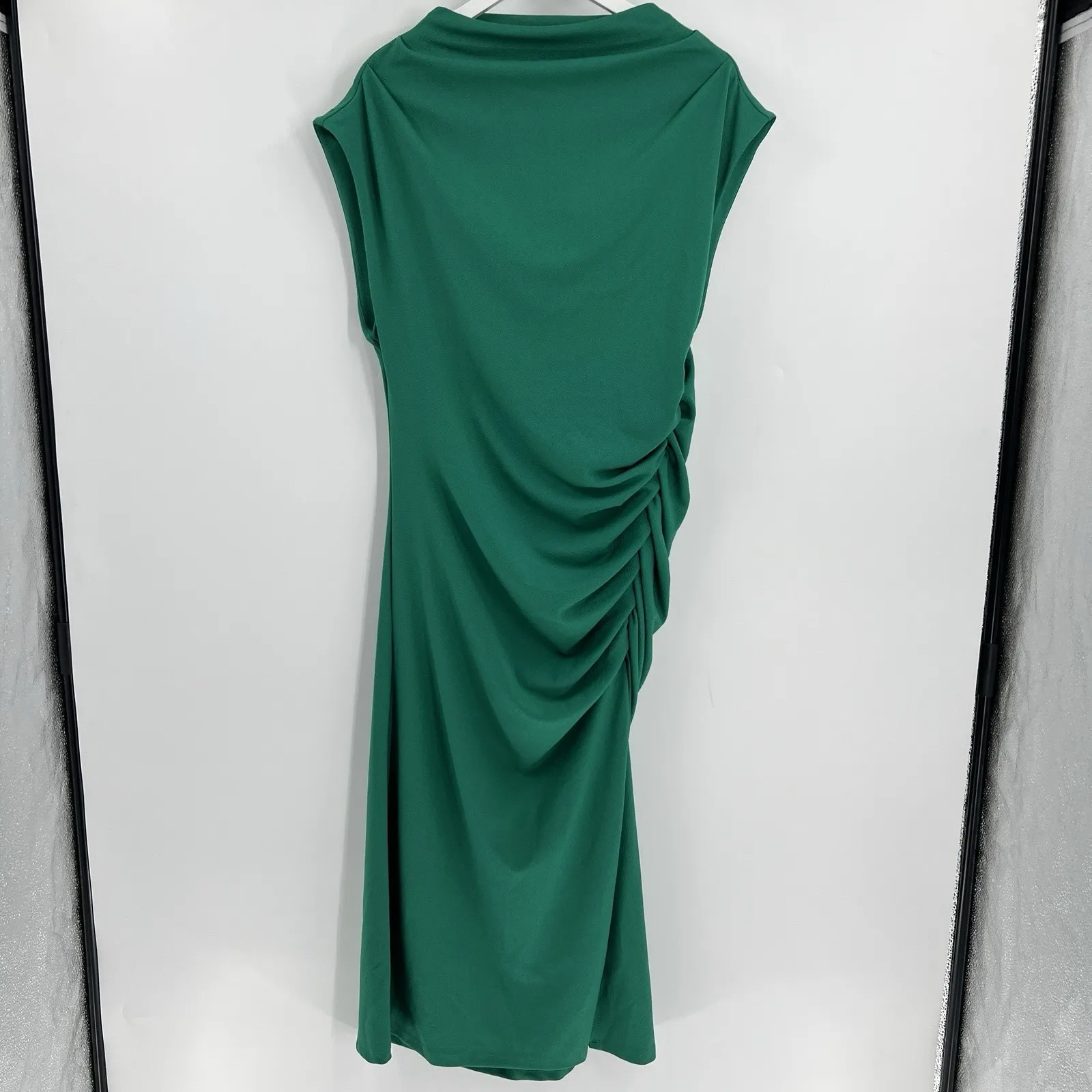 Anthropologie‎ The Maya Ruched Cowl Neck Midi Dress Green Size XL Petite NEW NWT - Image 3