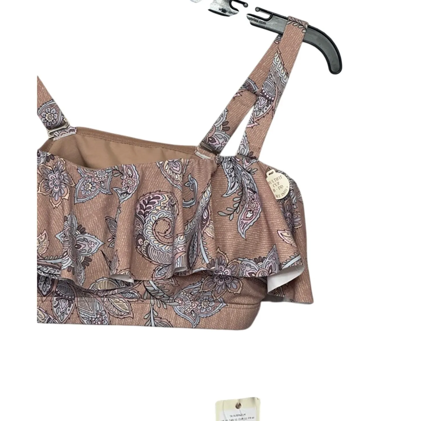 Artesands Bikini Swim Top Women's 10 Pink Paisley Adjustable Ruffle Flounce New - Image 6