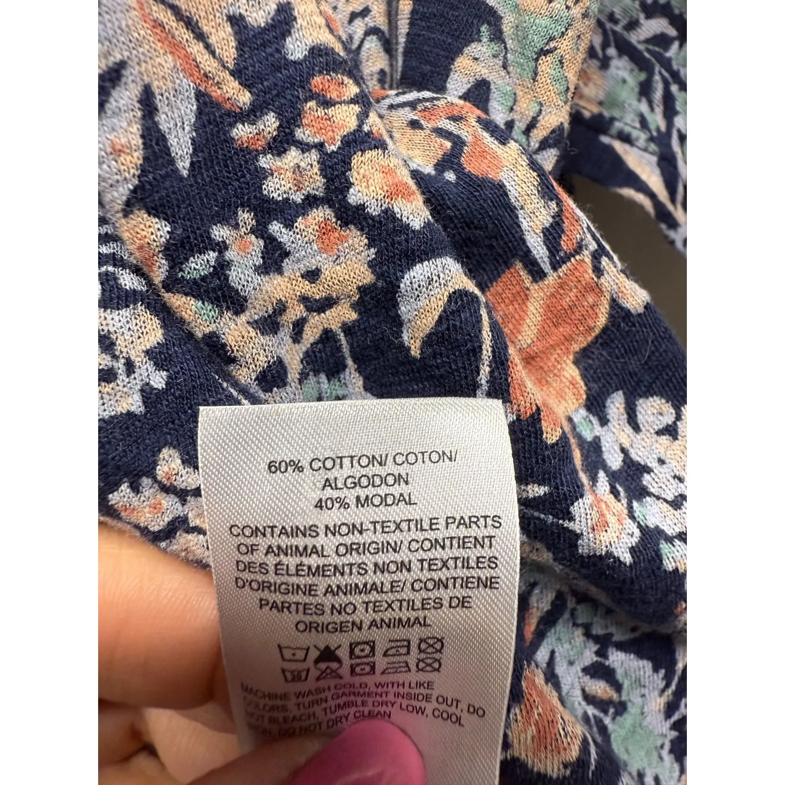 Lucky Brand Womens Sz XL Top Floral Boho Artsy Flutter Sleeve Purple‎ Blue - Image 4