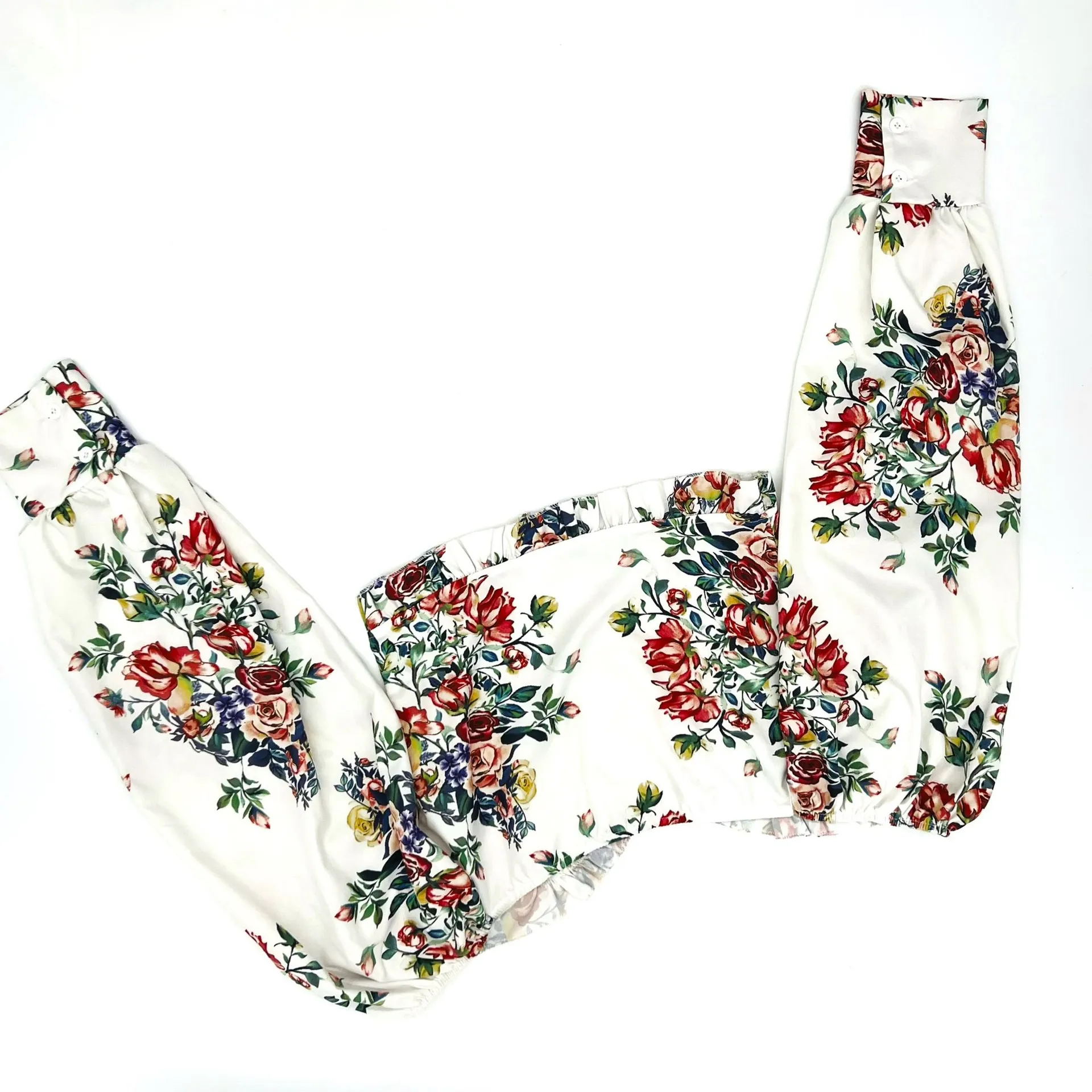 Crop Top Floral Blouse Tee Shirt T - Image 5
