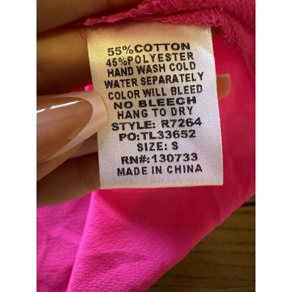 Umgee Top Women Pink Size Small Ruffle‎ Cold Shoulder Casual Tunic Shirt Modern - Image 7