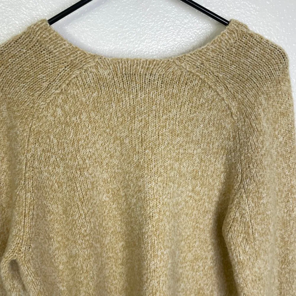 Vince Boucle Sweater Womens Size Small Yellow Boucle Silk Merino Wool Pullover - Image 8