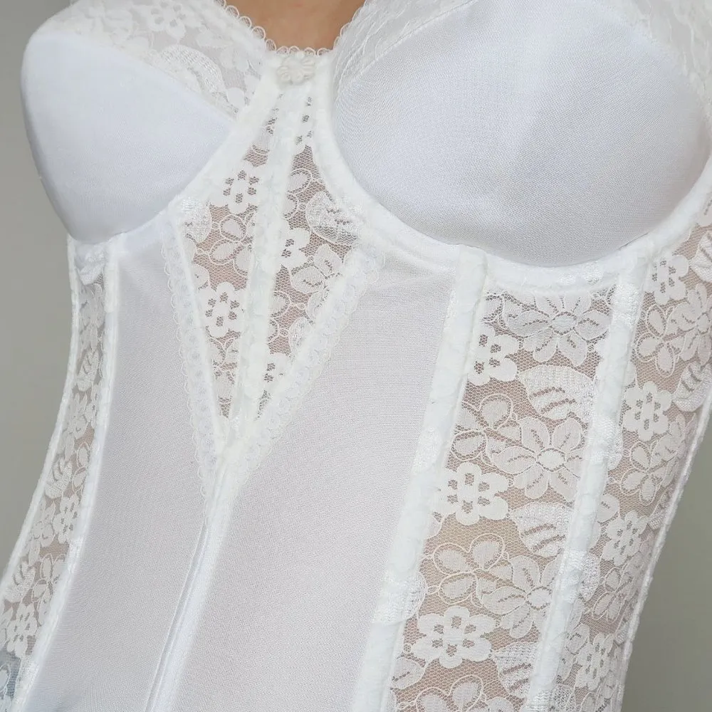 Dominique White Satin & Lace Torsolette Bustier Corset Bra Top Size undefined - Image 4