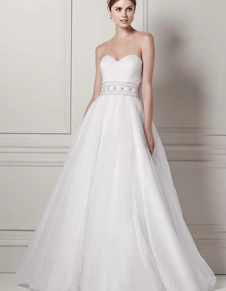 wedding dress with beaded belt - Image 1