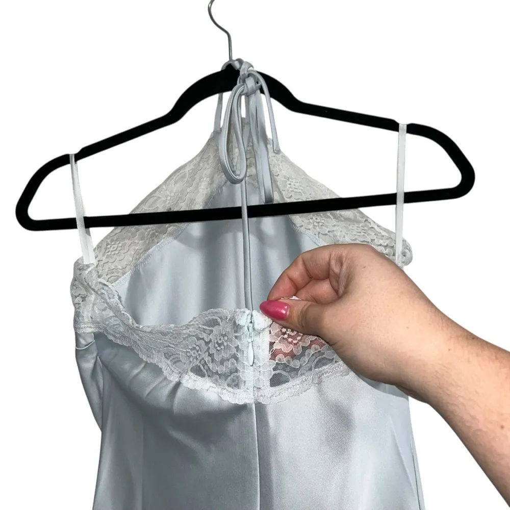 NEW NWT Majorelle Libbie Halter Lace Trim Maxi Gown In Light Blue - Image 7