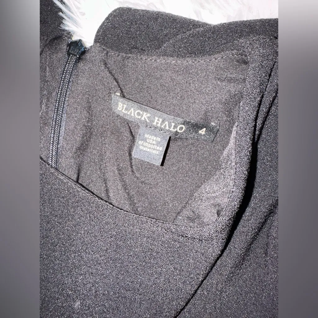 NEW Black halo Martine Asymmetric Cape Black Gown sz 4 - Image 6