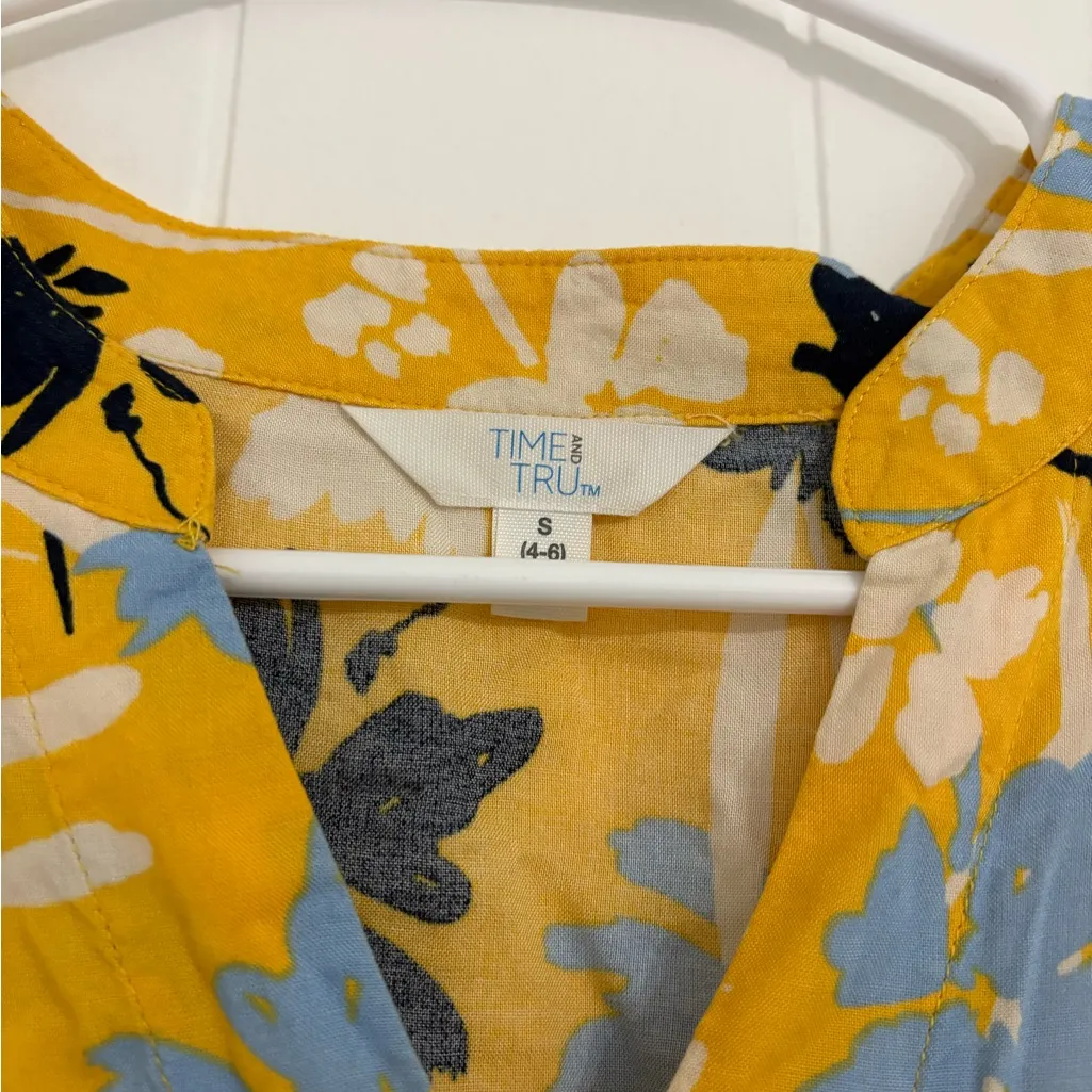 Time and Tru Yellow Floral Dress Size undefined - Image 3