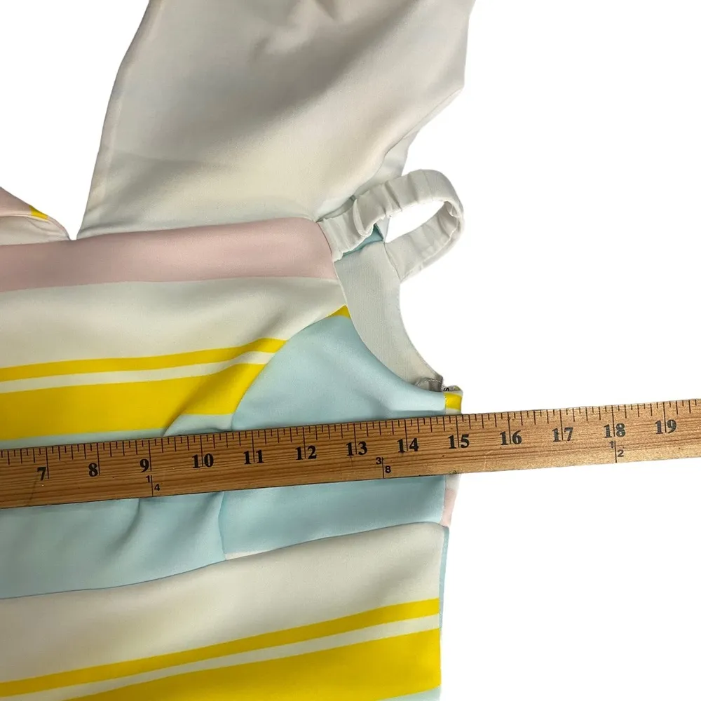 ASOS Bright Stripe deep fold debutante dress Sz 6 High Low Pastel Color - Image 10