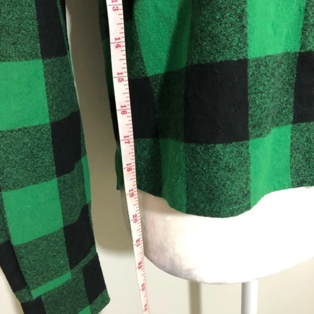 NWOT Green Black Flannel Plaid Button Up Shirt Top - Image 8