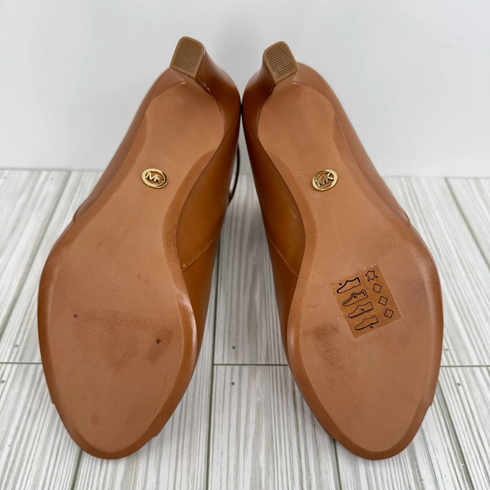 Michael Kors Lawson booties 8.5 ankle peep toe stiletto boots brown leather NEW - Image 8