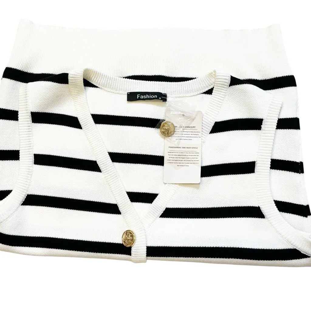 Fashion Women’s Button Up Sweater Vest‎ size S Black - Image 3