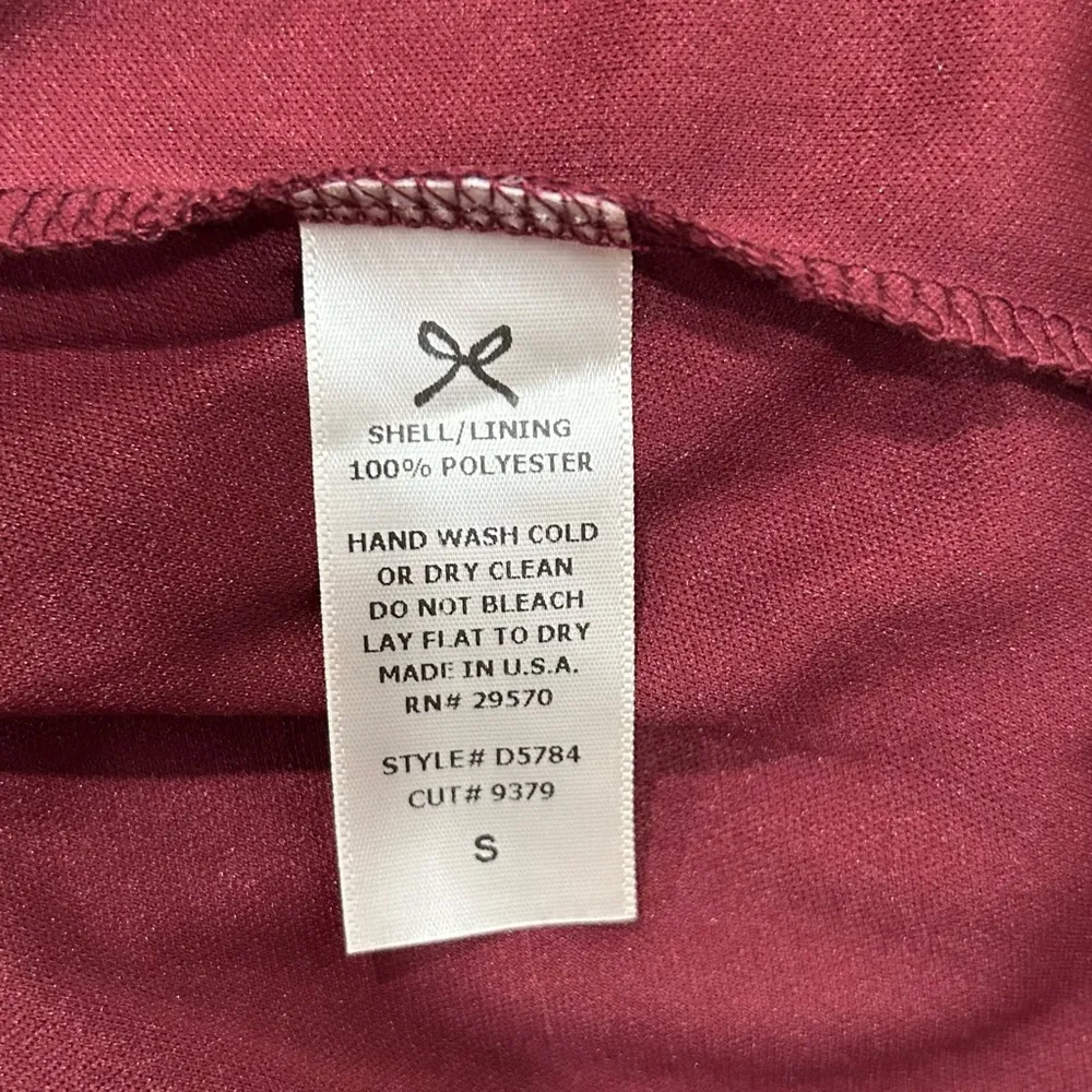 Everly Maroon Red Formal Chiffon A-Line Long Sheer Sleeve Mini Dress Size S - Image 5