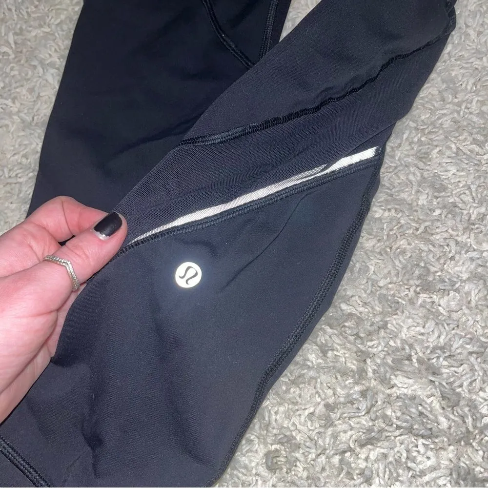 lululemon black mesh full length leggings size 6 - Image 5
