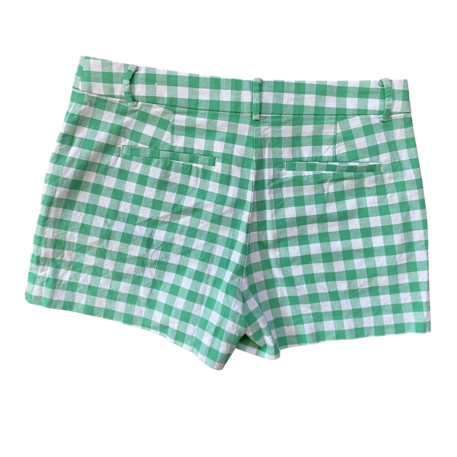 LOFT Riviera Shorts In Gingham Green‎ And White Checkered Mid Rise 6 NWOT - Image 9