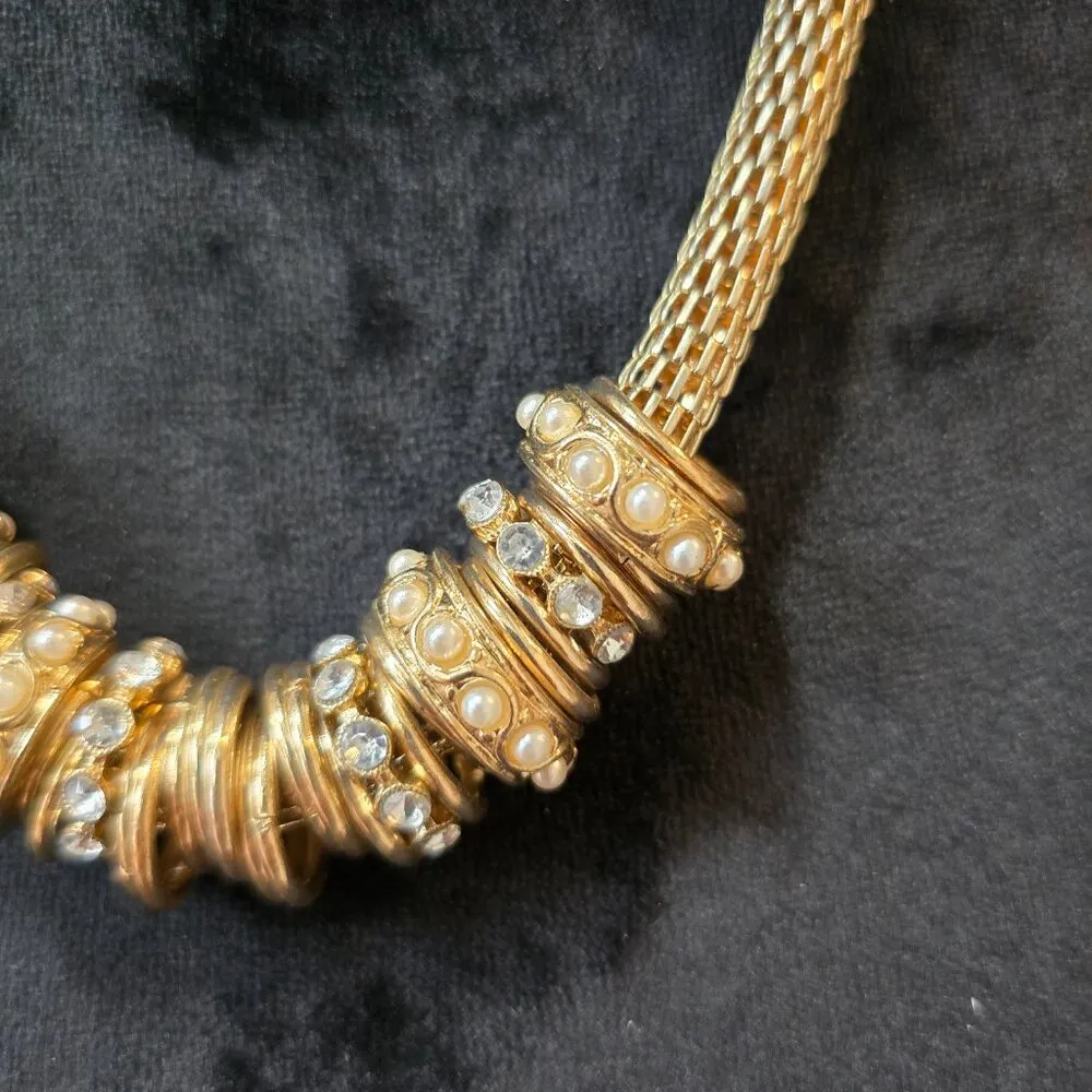 Womens Ivory Faux Pearls Gold Tone Snake Chain Necklace with Lobster Clasp - Image 5