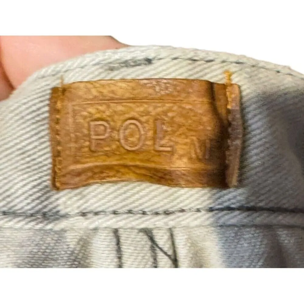 POL Womens Bib Overall Skirt Distressed Frayed Hem Denim Cotton Gray Size Medium - Image 8