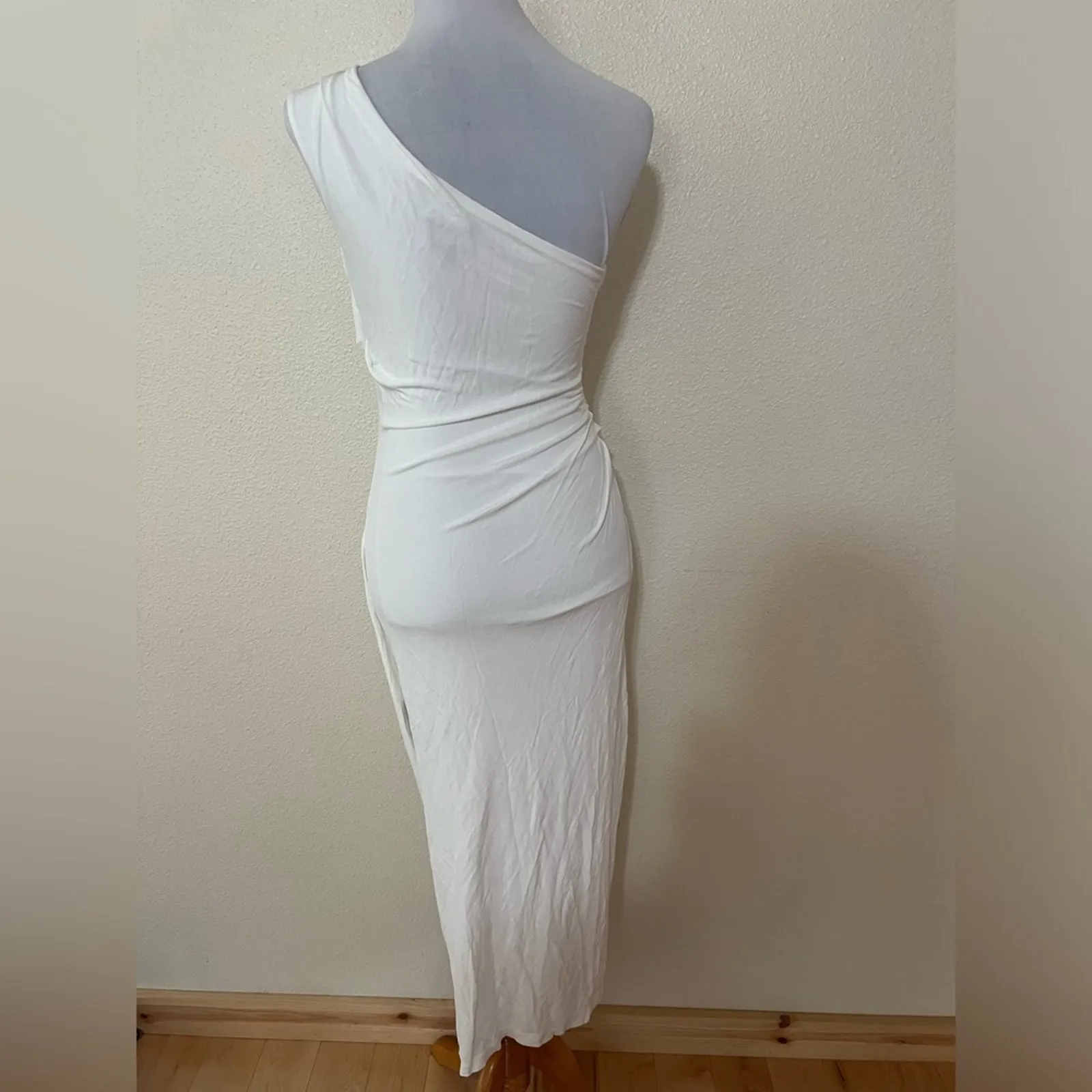 BARDOT Rosalie One Shoulder Sheath Midi Dress Orchid White Womens Size Small - Image 8