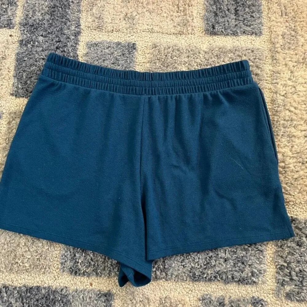 Victorias Secret Shorts Medium Blue Sweat Drawstring Casual Lounge Pocket Women' - Image 3