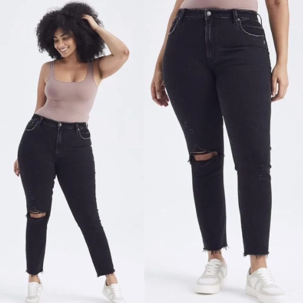 Abercrombie & Fitch Curve Love Skinny High Rise Jeans Black Destroy Denim 27 4L‎ - Image 2