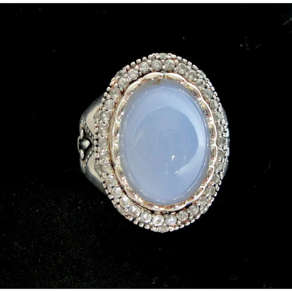 NEW Scott Kay BLUE CHALCEDONY & WHITE SAPPHIRE Sterling Silver RING Sz 6 w/ Tags - Image 3