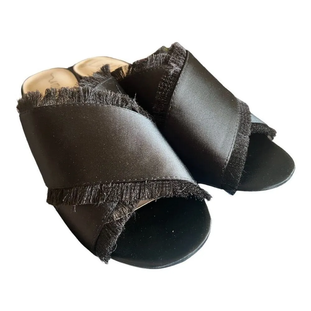 New in Box Womens Libby Edelman LE Spender Black Fringe Mules Heels - Image 4