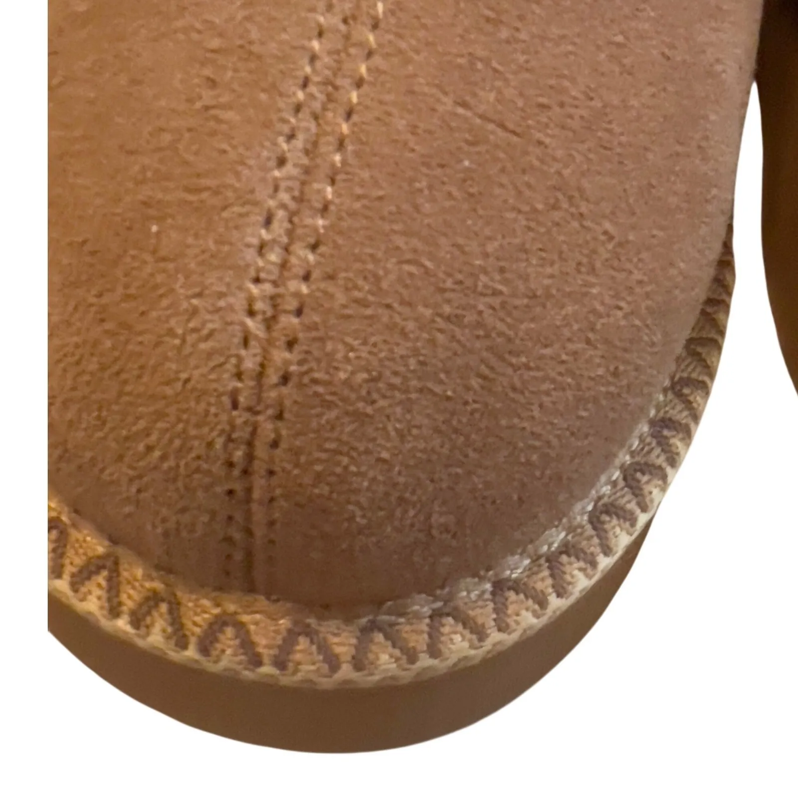 Bearpaw Womens Clog Slippers Suede Sheepskin Lined Tan M L - Image 5