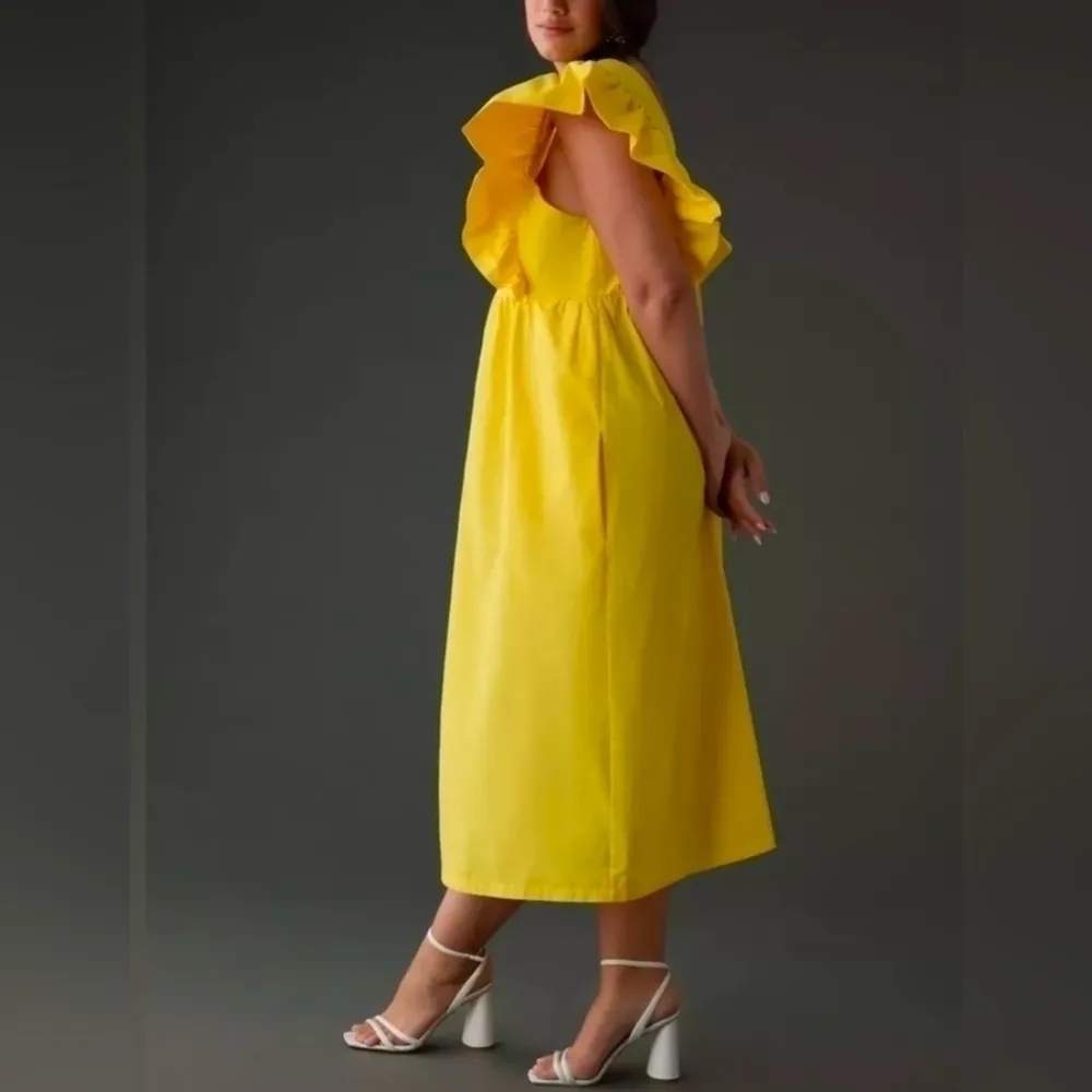 Anthropologie Maeve Yellow‎ V-Neck Flutter-Sleeve Babydoll Dress Small NWT - Image 11