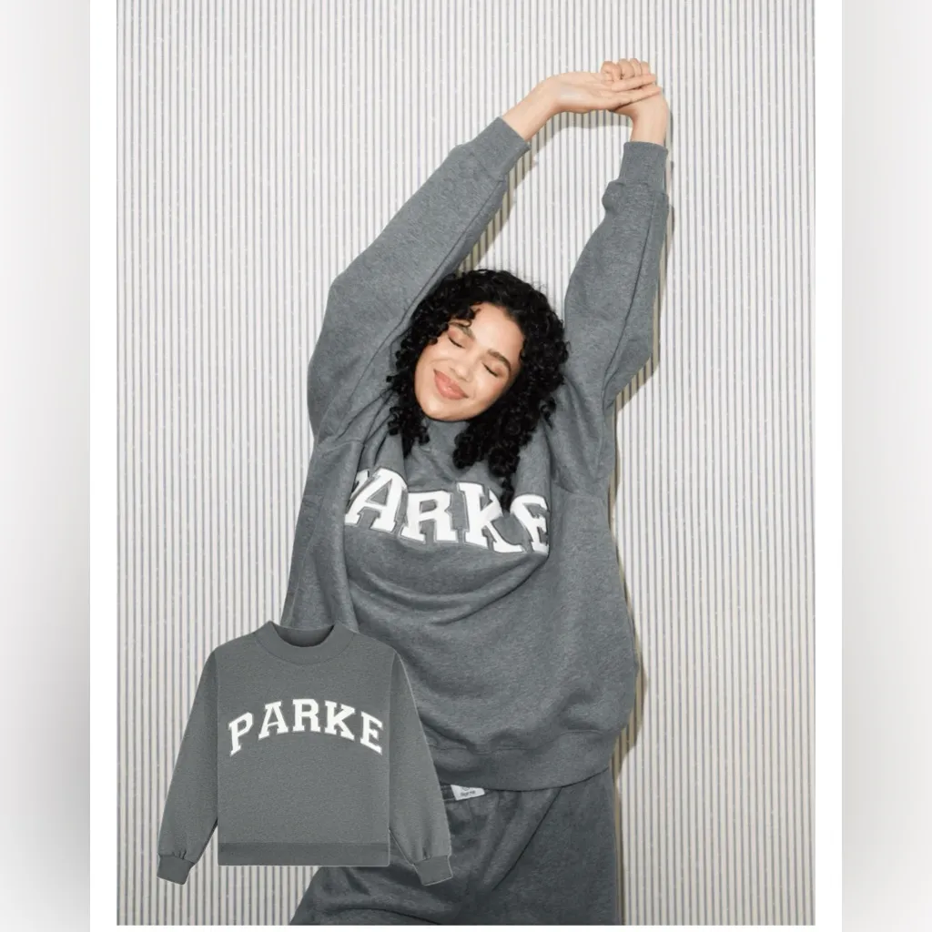 Parke Varsity Mockneck Fleece Sweatshirt In Classic Grey Size L/XL Gray Size L - Image 3