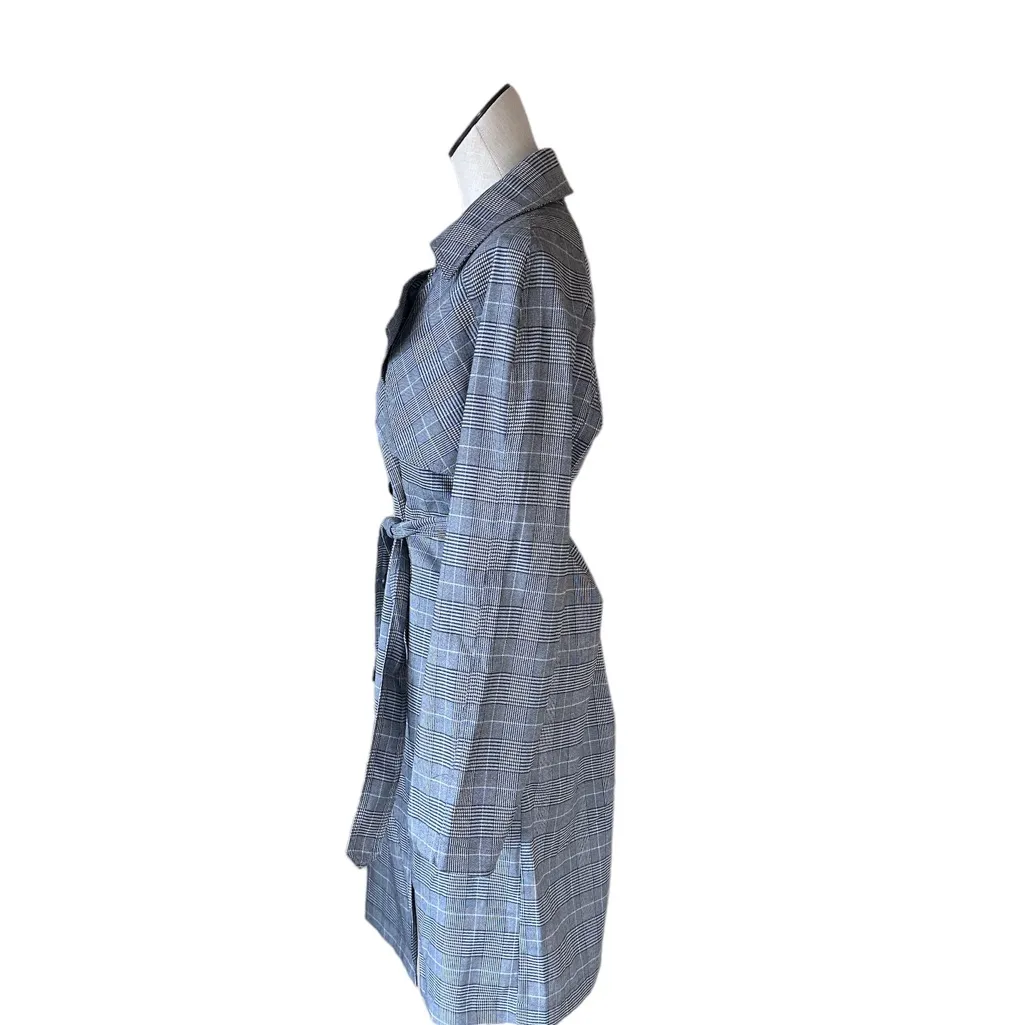 NWT Steve Madden BB Dakota Glen plaid trench coat Black Multi Size M - Image 4