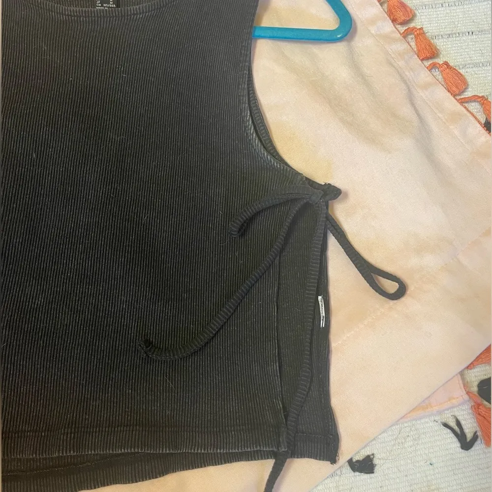 Black Crop Top with bow accents and side cut outs - Image 2