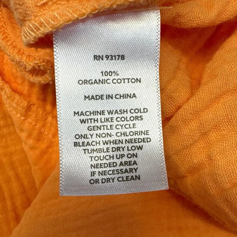 Magaschoni Organic Cotton Gauze Ruffle Button up Dress women sz L - Image 7