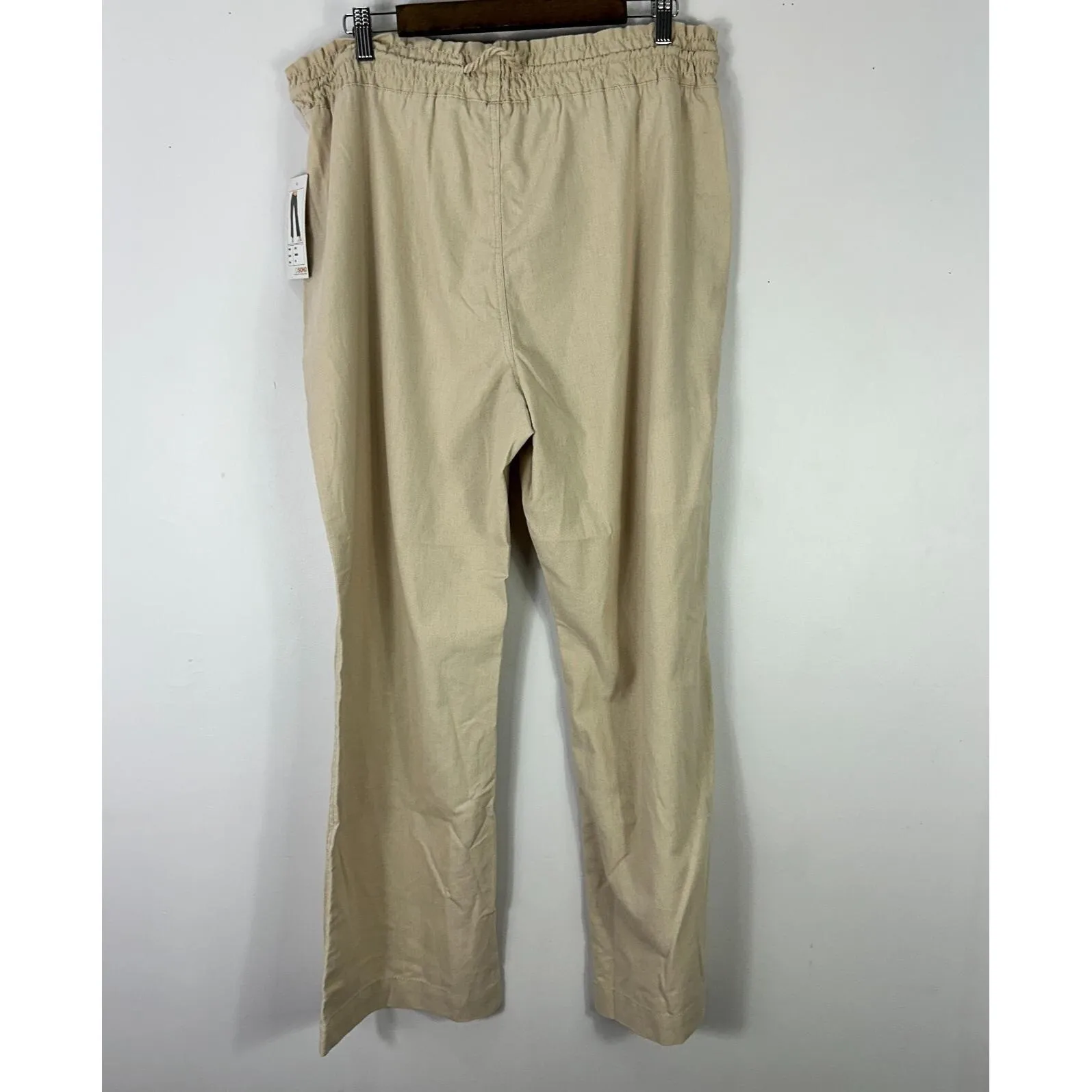 Ci Sono Linen‎ Pants XL Khaki Wide Leg Pull On Drawstring Waist Coastal Resort - Image 3