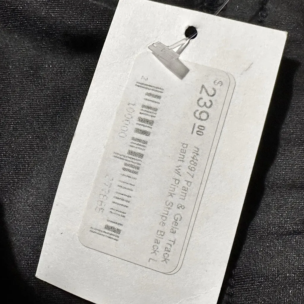 Pam & Gela NWT Black Metallic Contrast Cigarette Jogger Track Pant Ankle Zips LG - Image 8