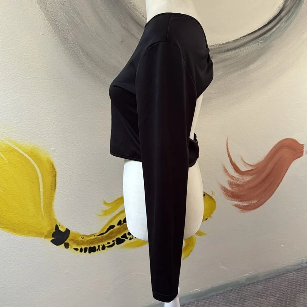 Shein long sleeve crop top.  Open back.  Size large. - Image 2