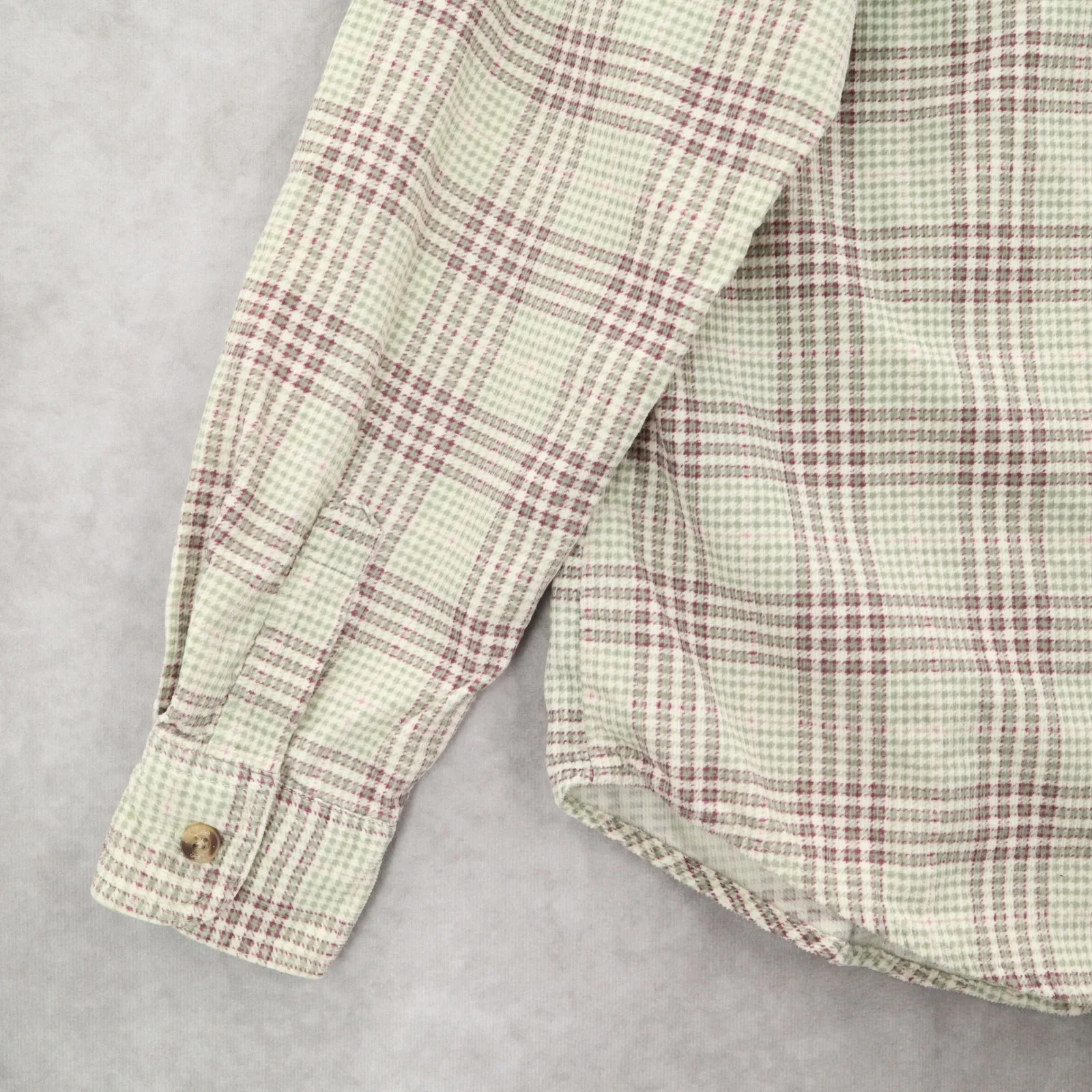 Lee Green Flannel Plaid Long Sleeve Button Up Western Cotton Work Vintage Small - Image 11