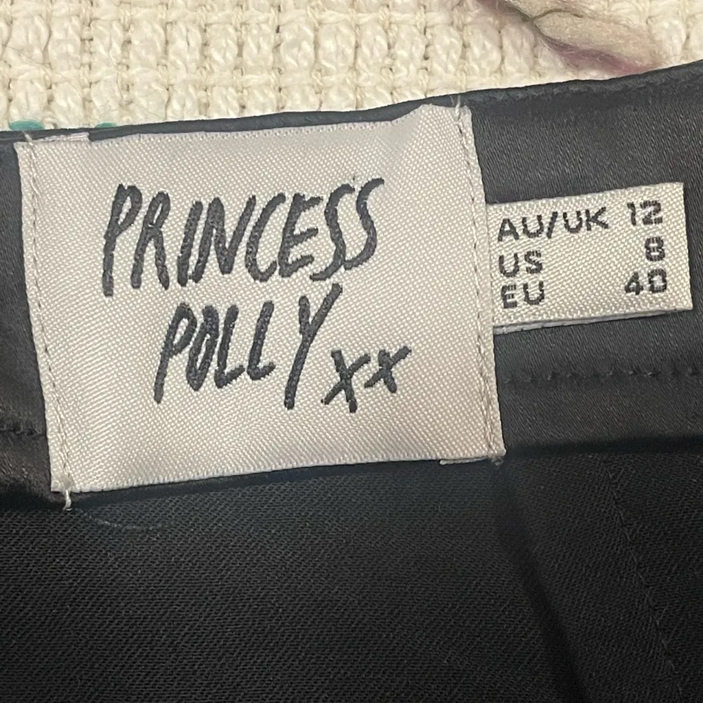 Princess Polly Black Satin Maxi Skirt with Ruching at Waist Sz 8 Goth Emo - Image 7