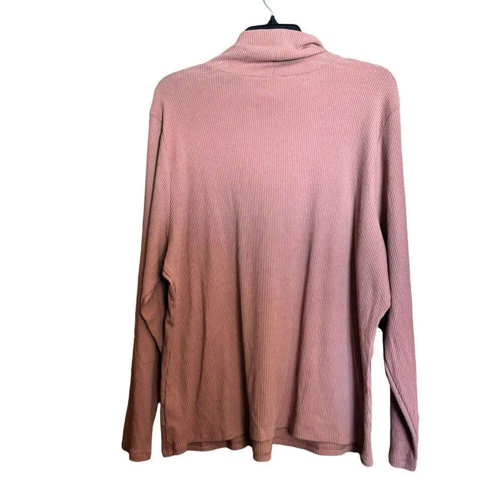 Old Navy Top Womens 3X Brown Mock Neck Ribbed Stretch Blouse - Image 6