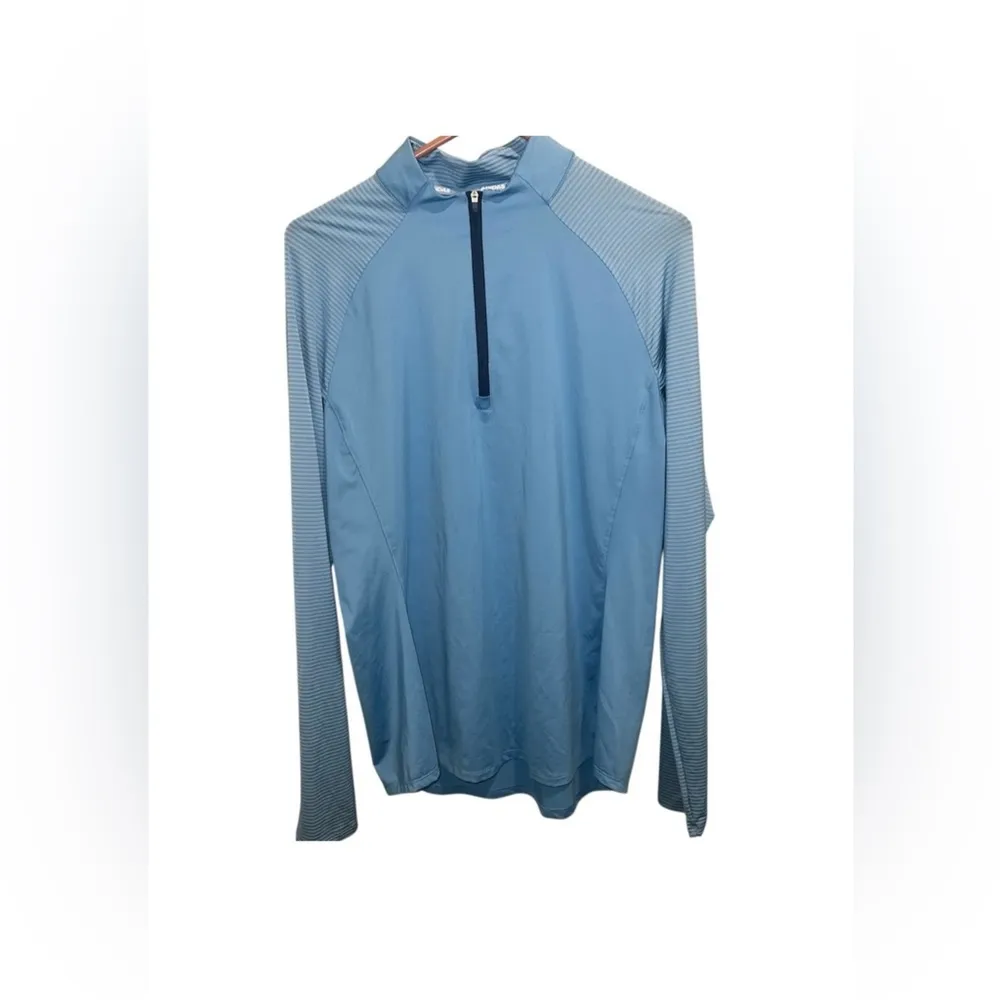 Adidas Women's Light Blue Half-Zip Sweatshirt - Image 4