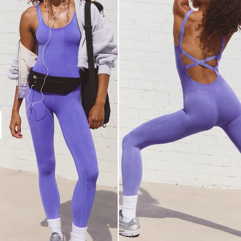 NWOT FP Movement by Free People Good Karma purple Strappy Jumpsuit XS/S - Image 2