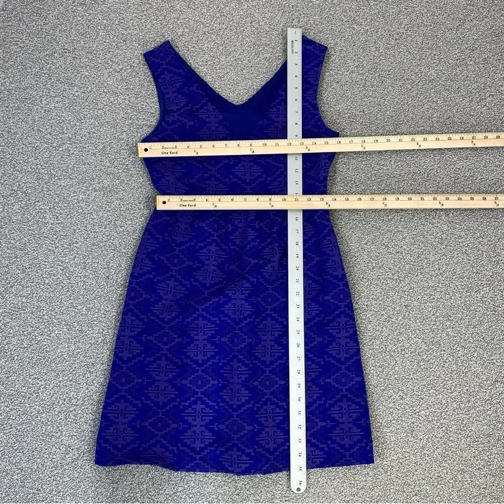 Maeve Anthropologie‎ Averie Jacquard Skater Dress Blue 2 Embroidered Aztec - Image 15