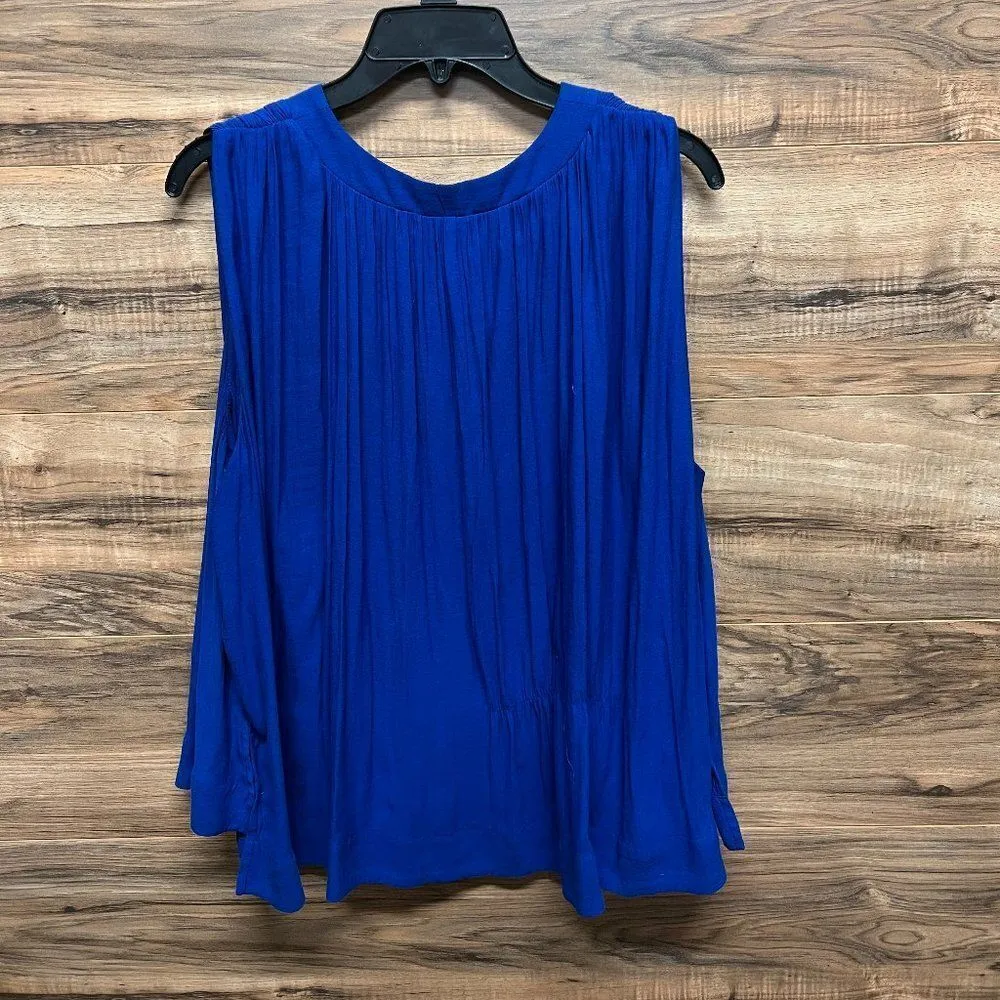 Free people cold shoulder blue blouse M - Image 4