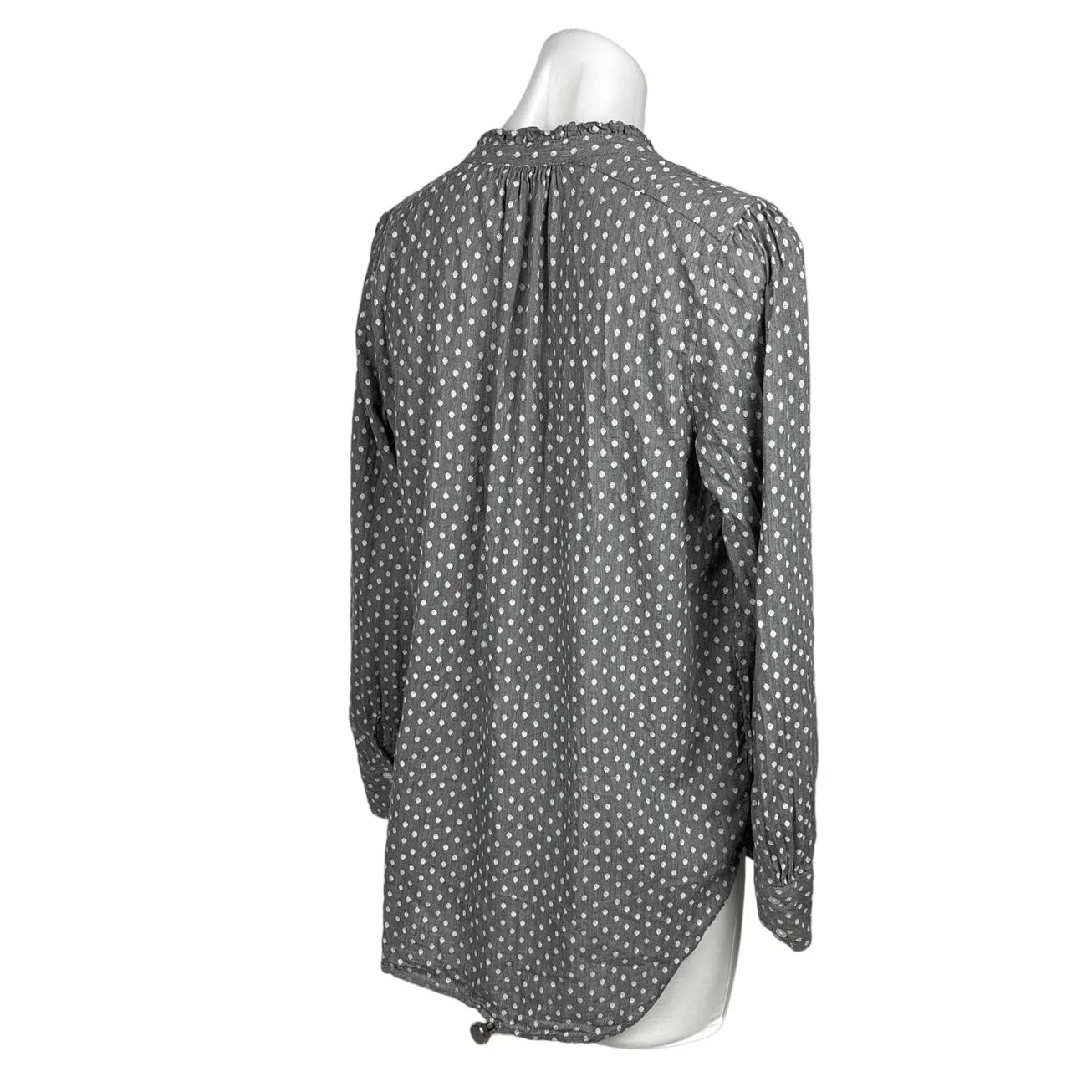 Ann Taylor LOFT Gray Polka Dot Long Sleeve Button Down Up Blouse Shirt Top - S - Image 3