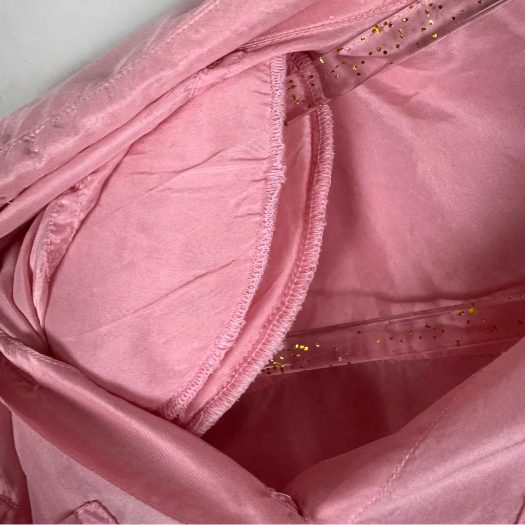 Vintage 100% Silk Blouse Button Down Light Pink Sz Medium 90's Shoulder‎ Pads - Image 7