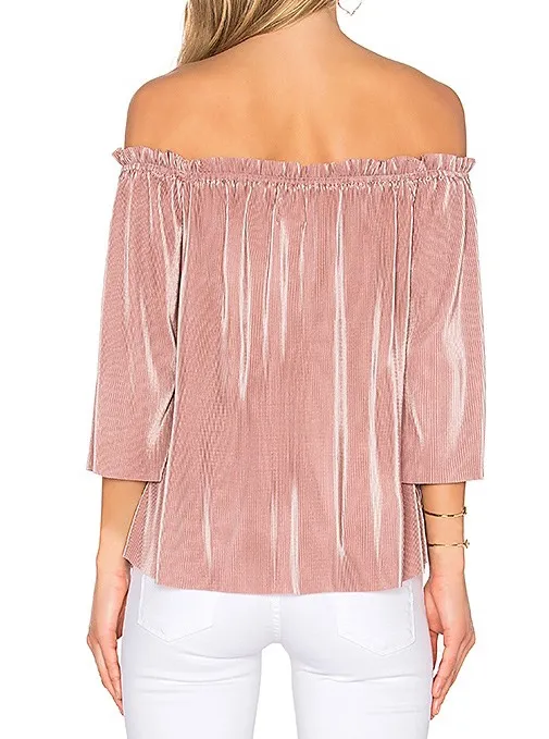 Boutique Off Shoulder Top Blush Pink Sm - Image 3